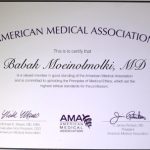 Certificate awarded by the American Medical Association.