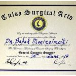 An awards certificate for Tulsa Surgical Arts.