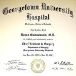 Awards diploma from Georgetown University Hospital.