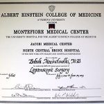 Certificate from Albert Einstein College of Medicine.